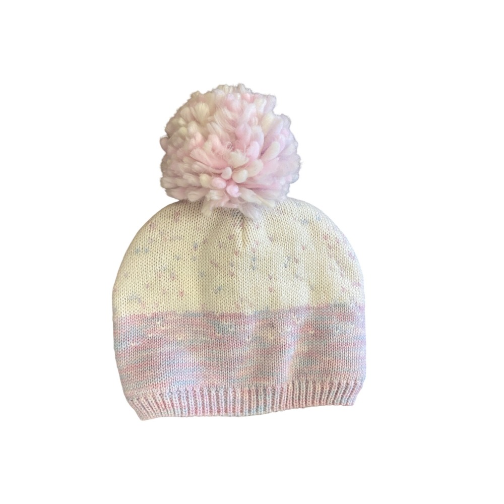 Vintage IMG Accessory Group Kids Pastel Space Dye Knit Pom Pom Beanie Hat